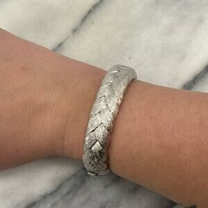 Monet braided silver cuff hinged bracelet